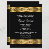 ブラックおよび金ゴールド企業のパーティーイベントテンプレート 招待状 (正面/裏面)