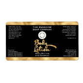 ブラックおよび金ゴールド体ローションボトルラベル（ロゴ付き） ラベル (正面)