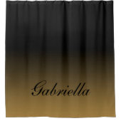 ブラックおよび金ゴールド抽象芸術 シャワーカーテン (正面)