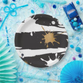 ブラックおよび金ゴールド紙プレート ペーパープレート (パーティー)