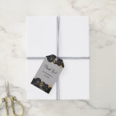 ブラックおよび金ゴールド結婚フローラの贈り物ラベル ギフトタグ (より糸付き)