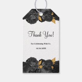 ブラックおよび金ゴールド結婚フローラの贈り物ラベル ギフトタグ