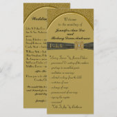 ブラックおよび金ゴールド結婚式 プログラムラックカード プログラム (正面/裏面)