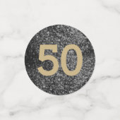 ブラックおよび金ゴールド誕生日グリッター紙吹雪 コンフェッティ (スモール正面)