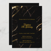 ブラックおよび金ゴールド誕生日招待状 招待状 (正面/裏面)