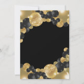 ブラックおよび金ゴールド誕生日招待状 招待状 (裏面)