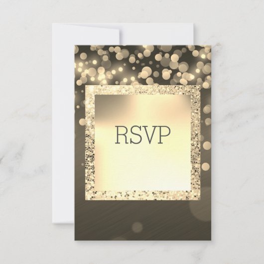 ブラックおよび金ゴールド銀河系きらめくRSVP応答 出欠カード (正面)