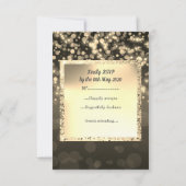 ブラックおよび金ゴールド銀河系きらめくRSVP応答 出欠カード (裏面)