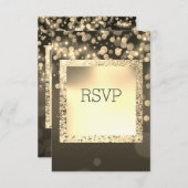 ブラックおよび金ゴールド銀河系きらめくRSVP応答 出欠カード (正面/裏面)