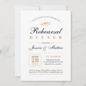 ブラックおよび金ゴールド | エレガントなウェディングリハーサルディナー 招待状 (正面)