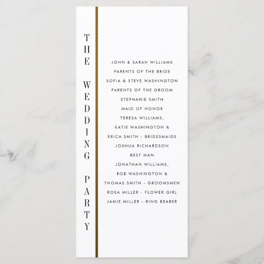 ブラックおよび金ゴールド |カスタムウェディングプログラム プログラム (裏面)