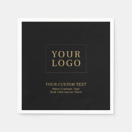 ブラックおよび金ゴールド |ビジネスカスタムロゴプロモーション スタンダードカクテルナプキン
