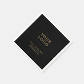 ブラックおよび金ゴールド |ビジネスカスタムロゴプロモーション スタンダードカクテルナプキン (角)