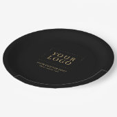 ブラックおよび金ゴールド |ビジネスカスタムロゴプロモーション ペーパープレート (アングル)