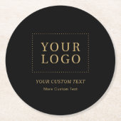ブラックおよび金ゴールド |ビジネスカスタムロゴプロモーション ラウンドペーパーコースター (正面)