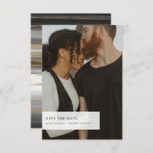 ブラックおよび金ゴールド | ミニマル写真日付の保存 セーブザデート (正面/裏面)