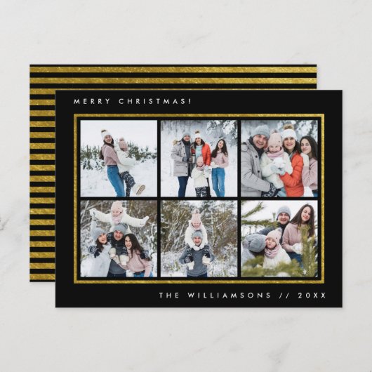 ブラックおよび金ゴールド | メリーモダンクリスマス6の写真 ポストカード (正面/裏面)