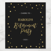 ブラックおよび金ゴールド |モダン紙吹雪除・売却パーティー ワインラベル (シングルラベル)