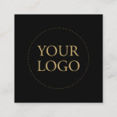 ブラックおよび金ゴールド |ロゴシンプルとソーシャルメディア スクエア名刺 (正面)