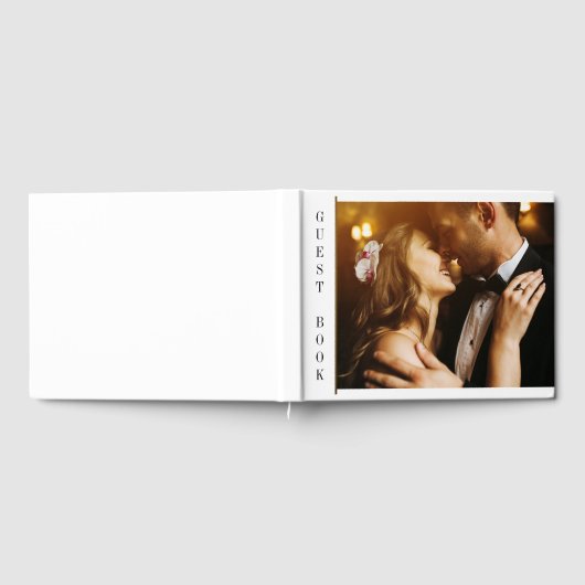 ブラックおよび金ゴールド |写真カスタムの結婚写真 ゲストブック (全面)