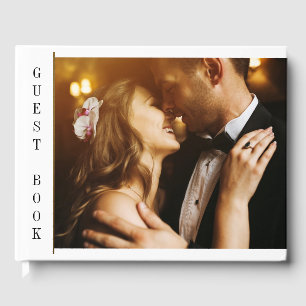 ブラックおよび金ゴールド 写真カスタムの結婚写真 ゲストブック