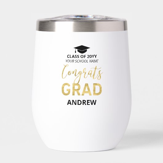 ブラックおよび金ゴールド |名前おめでとう大学院卒業ギフト (正面)