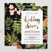 ブラックおよび金ゴールド |夏のウェディングシャワー招待状 招待状 (正面/裏面)
