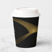 ブラックおよび金ゴールド | 紙カップ – ラグジュアリー | カスタムロゴ 紙コップ (左)