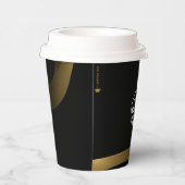 ブラックおよび金ゴールド | 紙カップ – ラグジュアリー | カスタムロゴ 紙コップ (右)