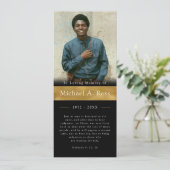 ブラックおよび金ゴールド |葬儀フォトメモリアル祈りの言葉カード 招待状 (スタンド正面)