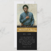 ブラックおよび金ゴールド |葬儀フォトメモリアル祈りの言葉カード 招待状 (正面)