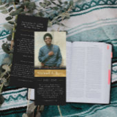 ブラックおよび金ゴールド |葬儀フォトメモリアル祈りの言葉カード 招待状