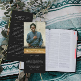 ブラックおよび金ゴールド |葬儀フォトメモリアル祈りの言葉カード 招待状