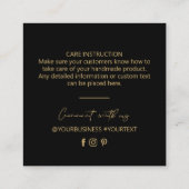 ブラックおよび金ゴールド | Business Logo Packagingありがとうございました スクエア名刺 (裏面)