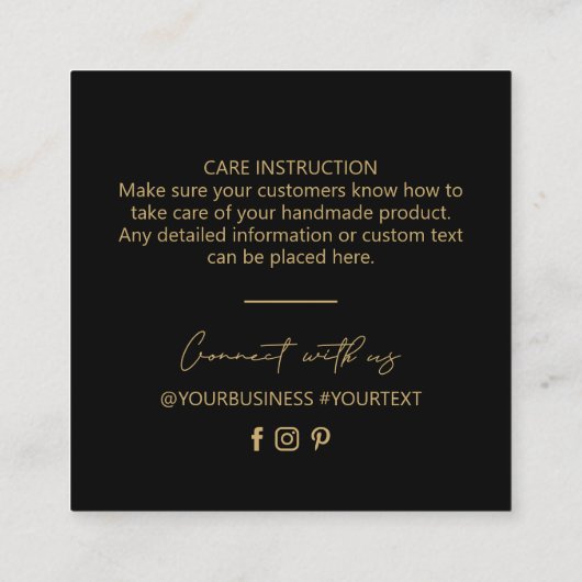 ブラックおよび金ゴールド | Business Logo Packagingありがとうございました スクエア名刺 (裏面)