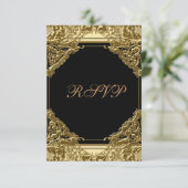 ブラックおよび金ゴールドRSVP 出欠カード (スタンド正面)