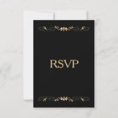 ブラックおよび金ゴールドRSVP 出欠カード (裏面)