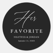 ブラックお気に入りの・彼女の結婚トリートボックスクラシック ラウンドシール (正面)