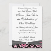 ブラックお洒落にシックなピンクのフラワーダマスク 招待状 (裏面)