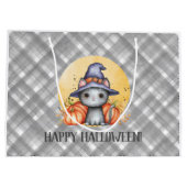 ブラックお洒落キャットハッピーハローウィン ラージペーパーバッグ (裏面)