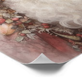 ブラックお洒落サンタ:花模様&ソフトピンクス ポスター (角)