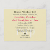 ブラックお洒落スタイリッシュ+ピンクワークショップ招待状 インビテーションポストカード (裏面)