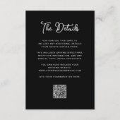 ブラックお洒落ズ結婚ゲスト詳細QRコード エンクロージャーカード (正面)