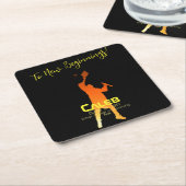 ブラックお洒落テクモダンの卒業 スクエアペーパーコースター (アングル)