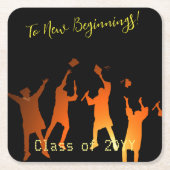 ブラックお洒落テクモダンの卒業 スクエアペーパーコースター (正面)