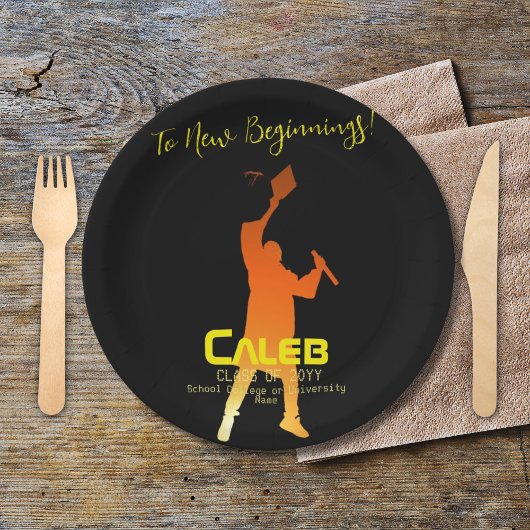 ブラックお洒落テクモダンの卒業 ペーパープレート