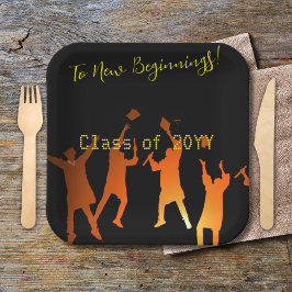 ブラックお洒落テクモダンの卒業 ペーパープレート