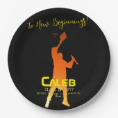 ブラックお洒落テクモダンの卒業 ペーパープレート (正面)