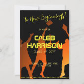 ブラックお洒落テクモダンの卒業 招待状 (正面)