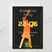 ブラックお洒落テクモダンの卒業 招待状 (裏面)